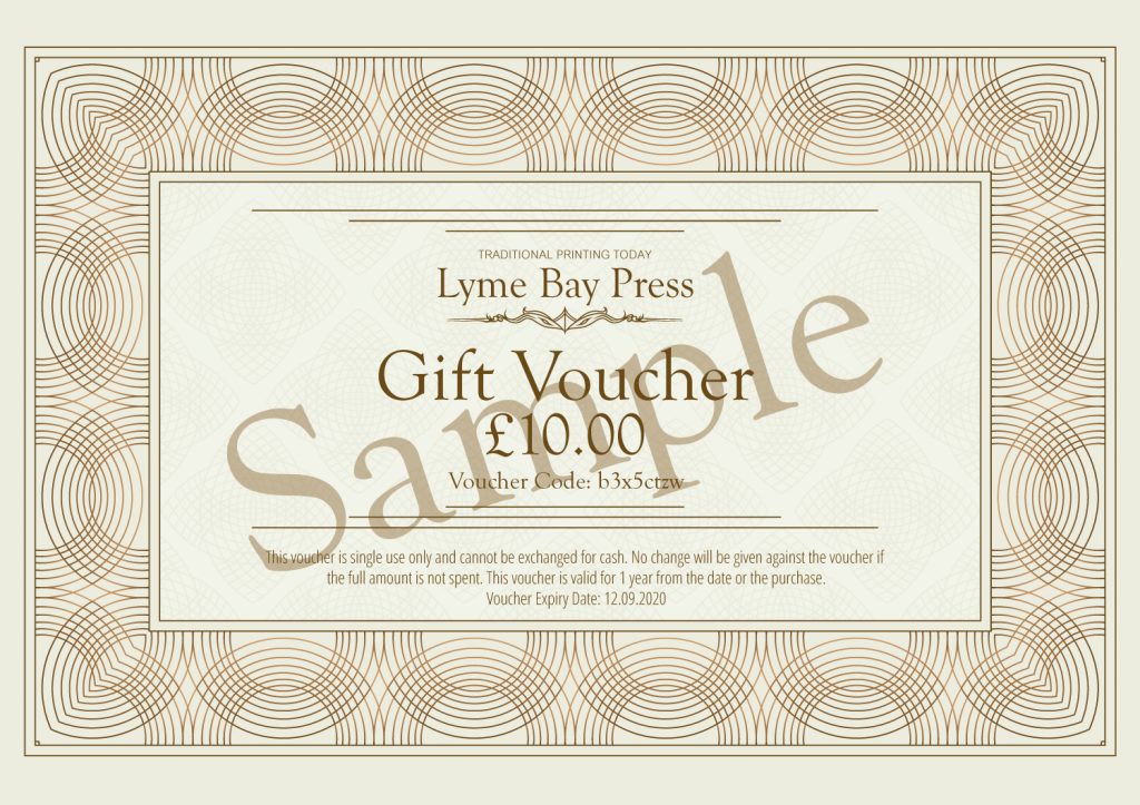 Gift Voucher Lyme Bay Press Letterpress Supplies